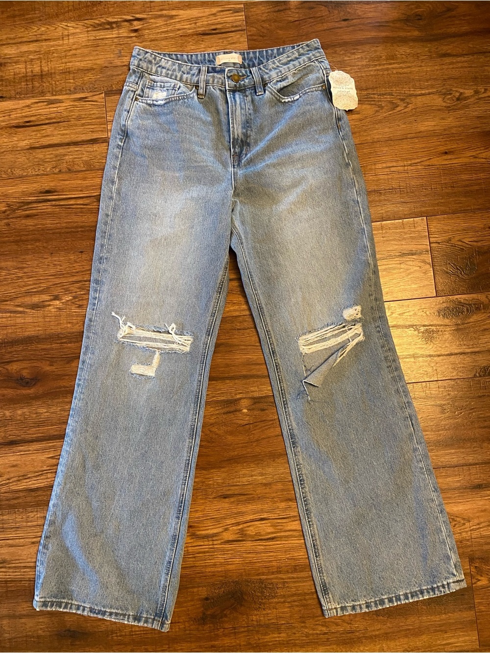 NEW Altar'd State Straight Leg Jeans Distressed Ripped Knee Women's Size 28 NWT